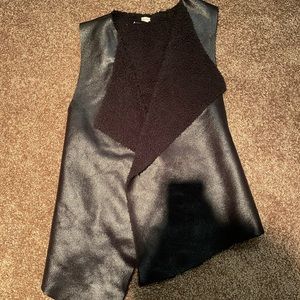 Faux leather shearling vest
